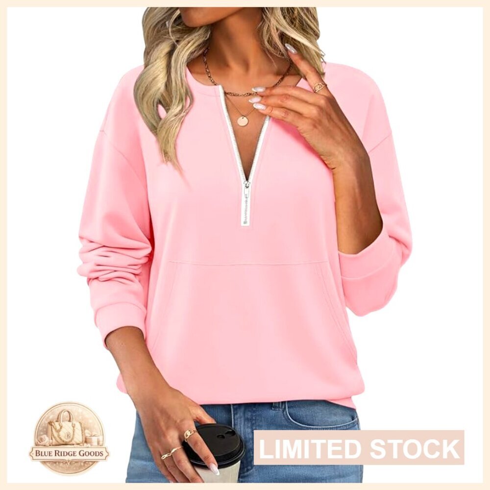 Fleece Half Zip Pullover Hoodie with Pockets Relaxed Fit Cozy Winter Sweatshirt